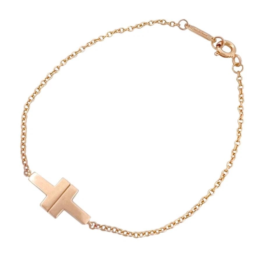 TIFFANY & CO. T TWO CHAIN K18 PINK GOLD BRACELET: Tiffany & Co. T Two Chain K18 Pink Gold Bracelet Brand: Tiffany & Co. Type/Style: Bracelet Material: Metal Purity K18, Metal Pink Gold., Color: Pink Gold. Size: Wrist circumference: Approx. 15cm?,