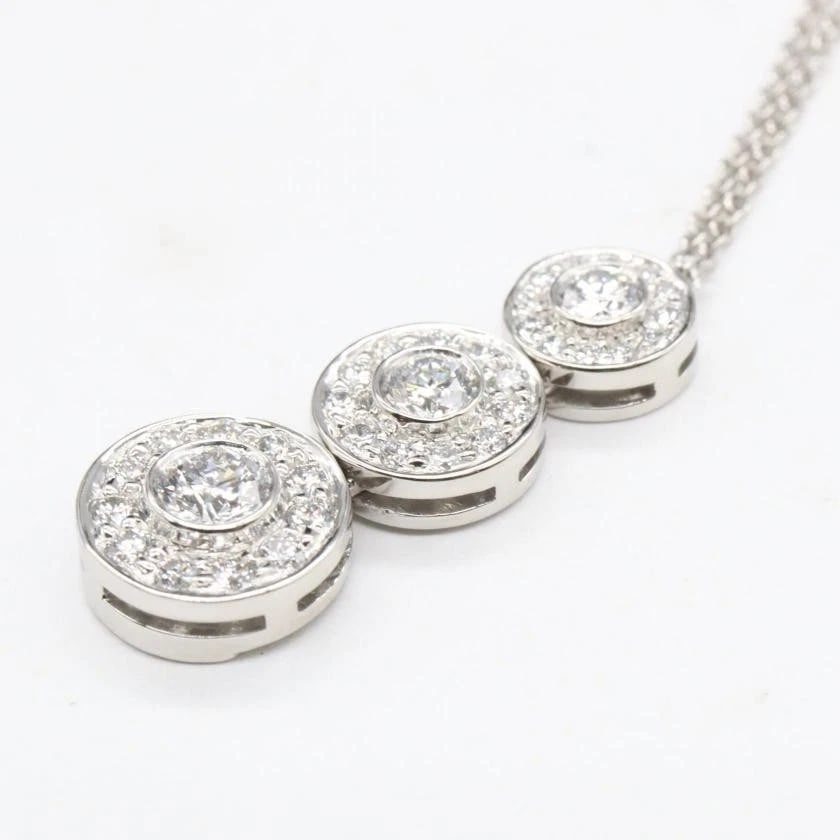 TIFFANY & CO. CIRCLET TRIPLE DROP DIAMOND NECKLACE: Tiffany & Co. Circlet Triple Drop Diamond Necklace Brand: Tiffany & Co. Type/Style: Necklace Material: Metal Purity PT950, Metal Platinum, Main Stone/Creation Natural Color: Platinum Size: Length: