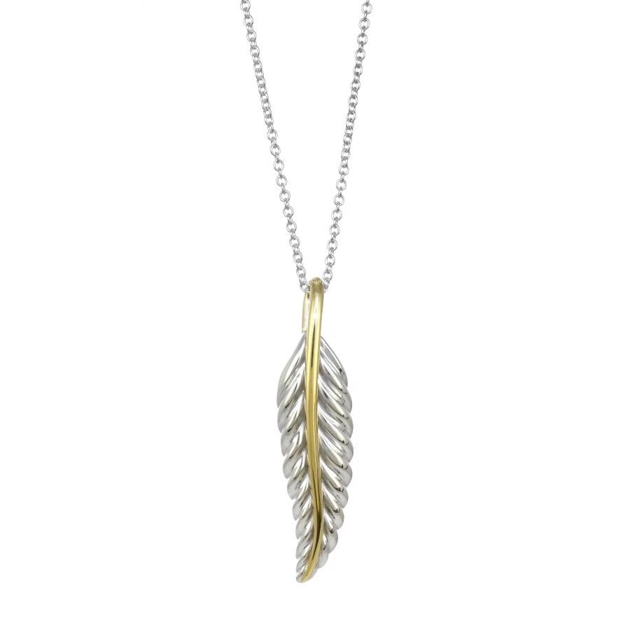 TIFFANY & CO. FEATHER 925 SILVER K18YG NECKLACE (1 of 4)