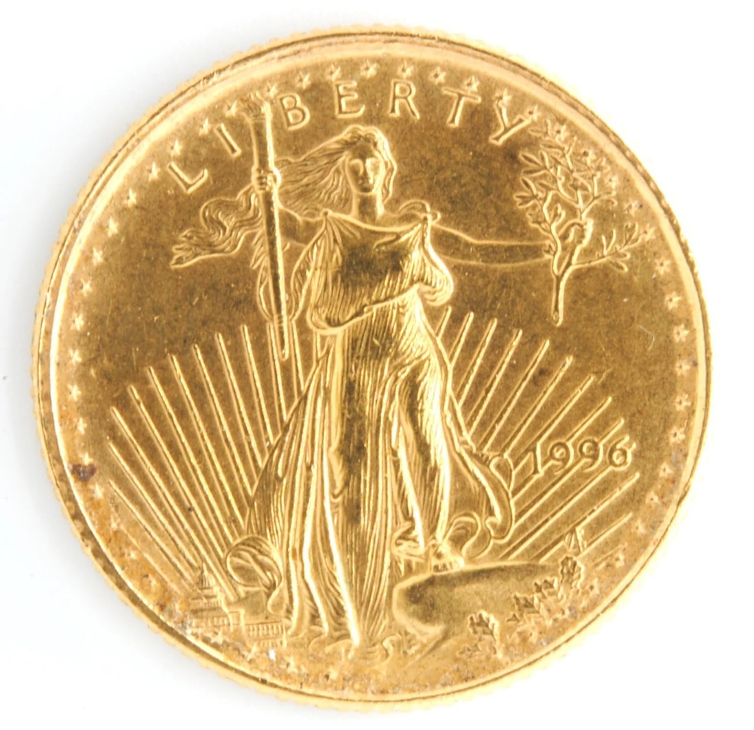 UNITED STATES 1996 AMERICAN EAGLE $5 1/10TH OUNCE .917 FINE GOLD COIN (1 of 2)