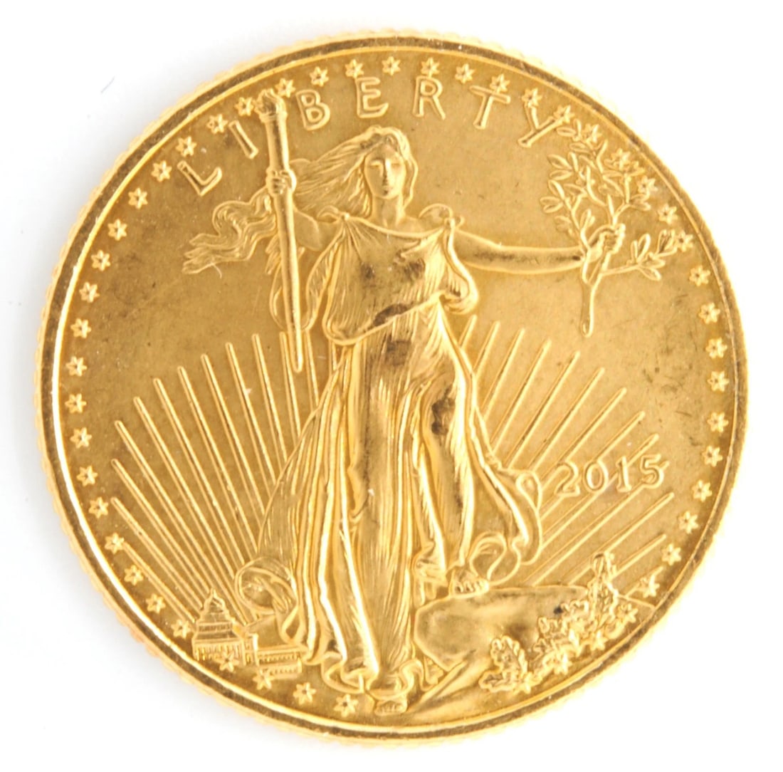 UNITED STATES 2015 AMERICAN EAGLE $5 1/10TH OUNCE .917 FINE GOLD COIN (1 of 2)