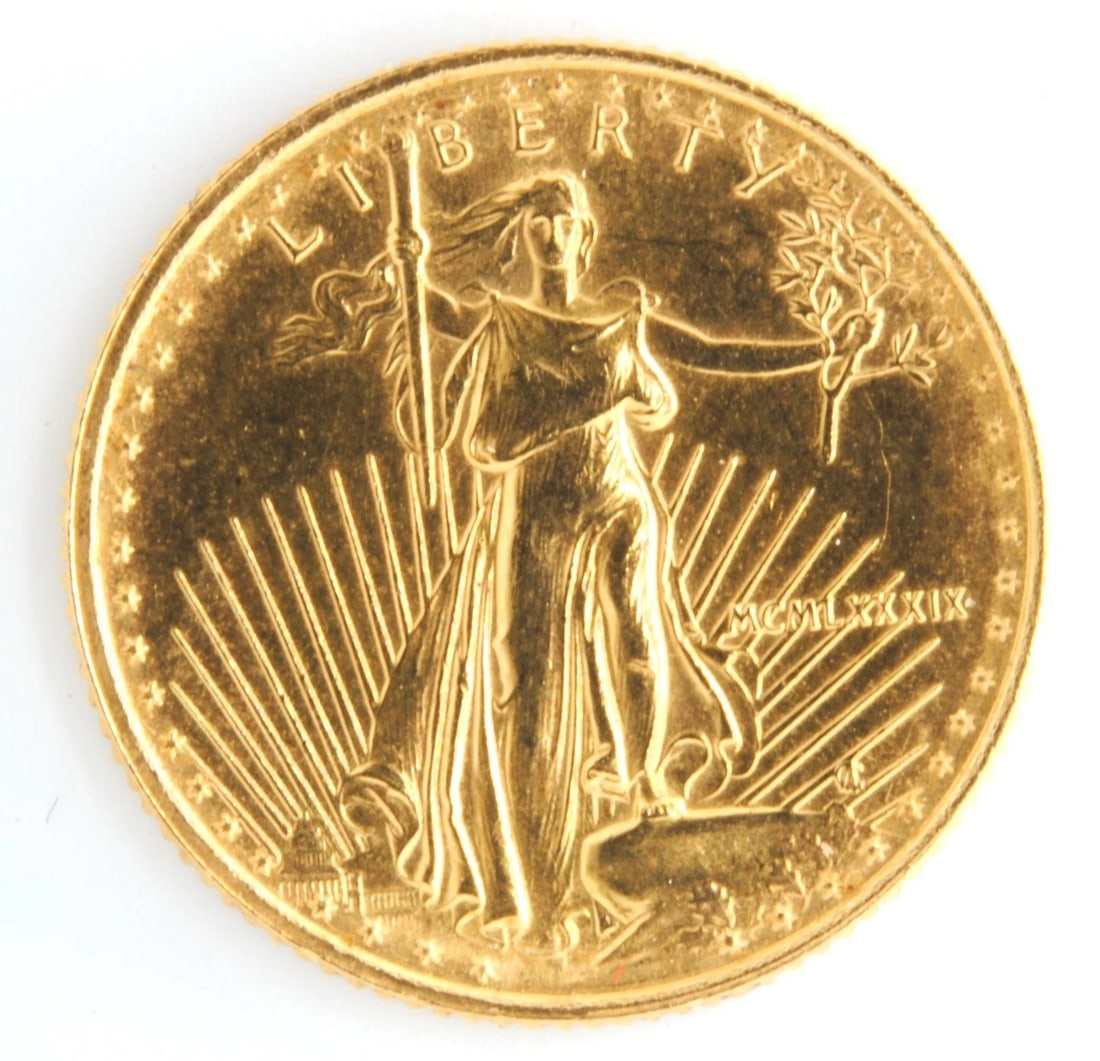 UNITED STATES 1989 AMERICAN EAGLE $5 1/10TH OUNCE .917 FINE GOLD COIN (1 of 2)