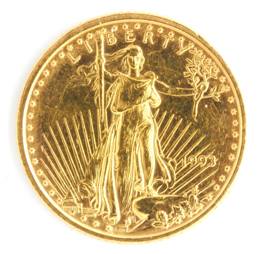 UNITED STATES 1993 AMERICAN EAGLE $5 1/10TH OUNCE .917 FINE GOLD COIN (1 of 2)