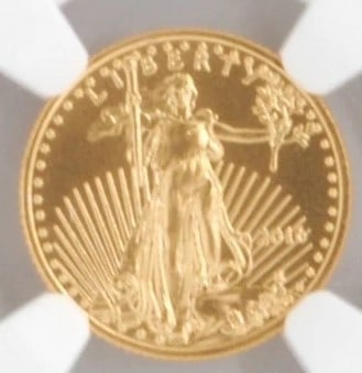 UNITED STATES 2016 $5 1/10TH OUNCE GOLD EAGLE COIN: United States 2016 $5 1/10th Ounce Gold Eagle Coin Brand: Philadelphia Year: 2016 Denomination: None Fineness: 0.9167 Country of Origin: United States Accessories: None Accessories Notice: