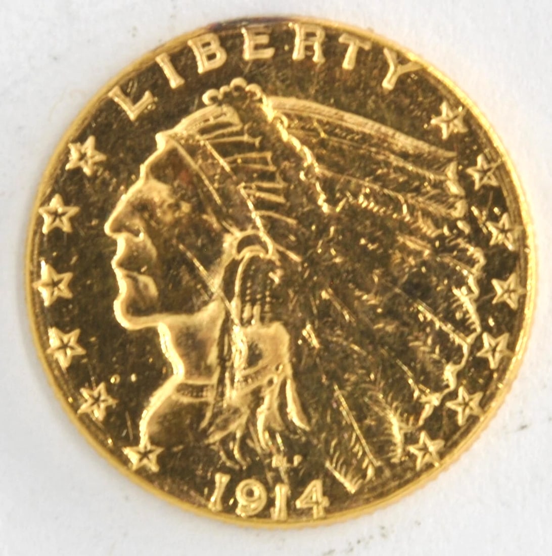 UNITED STATES 1914-D INDIAN $2.50 QUARTER EAGLE (1 of 2)