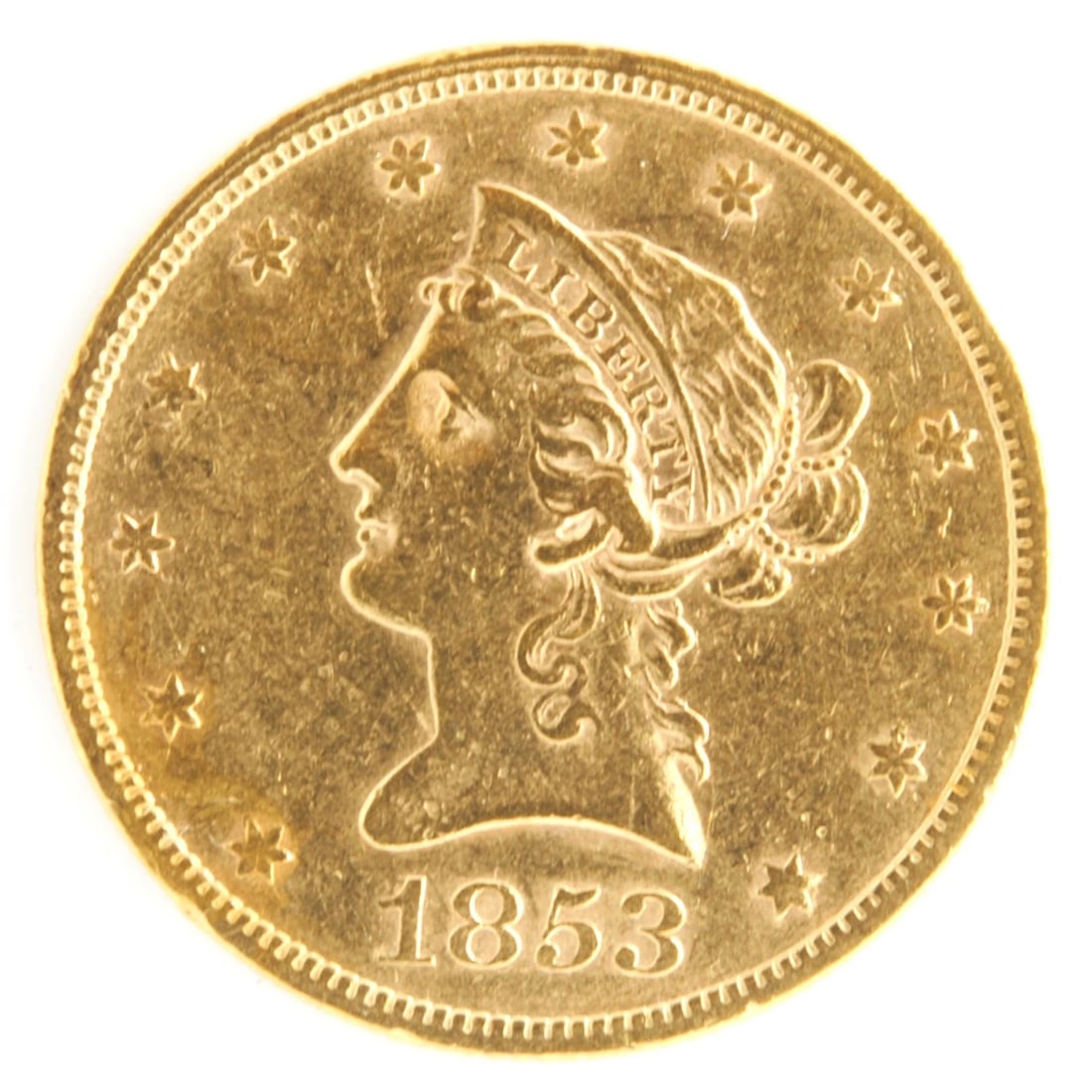 UNITED STATES 1853 $10 LIBERTY HEAD EAGLE .900 FINE (1 of 2)