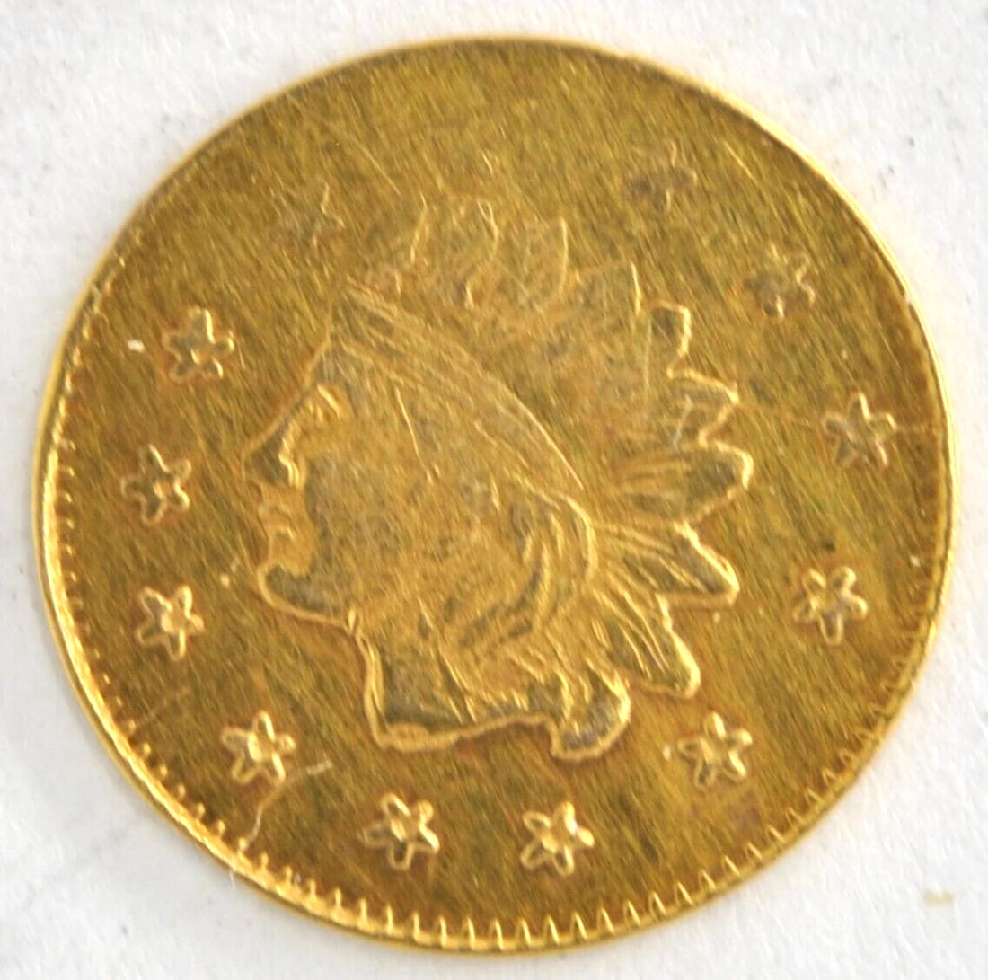 1858 CALIFORNIA GOLD TOKEN INDIAN HEAD LIBERTY WREATH: 1858 California Gold Token Indian Head Liberty Wreath Brand: None Year: 1858 Denomination: None Fineness: None Country of Origin: Indian Accessories: None Accessories Notice: When purchasi