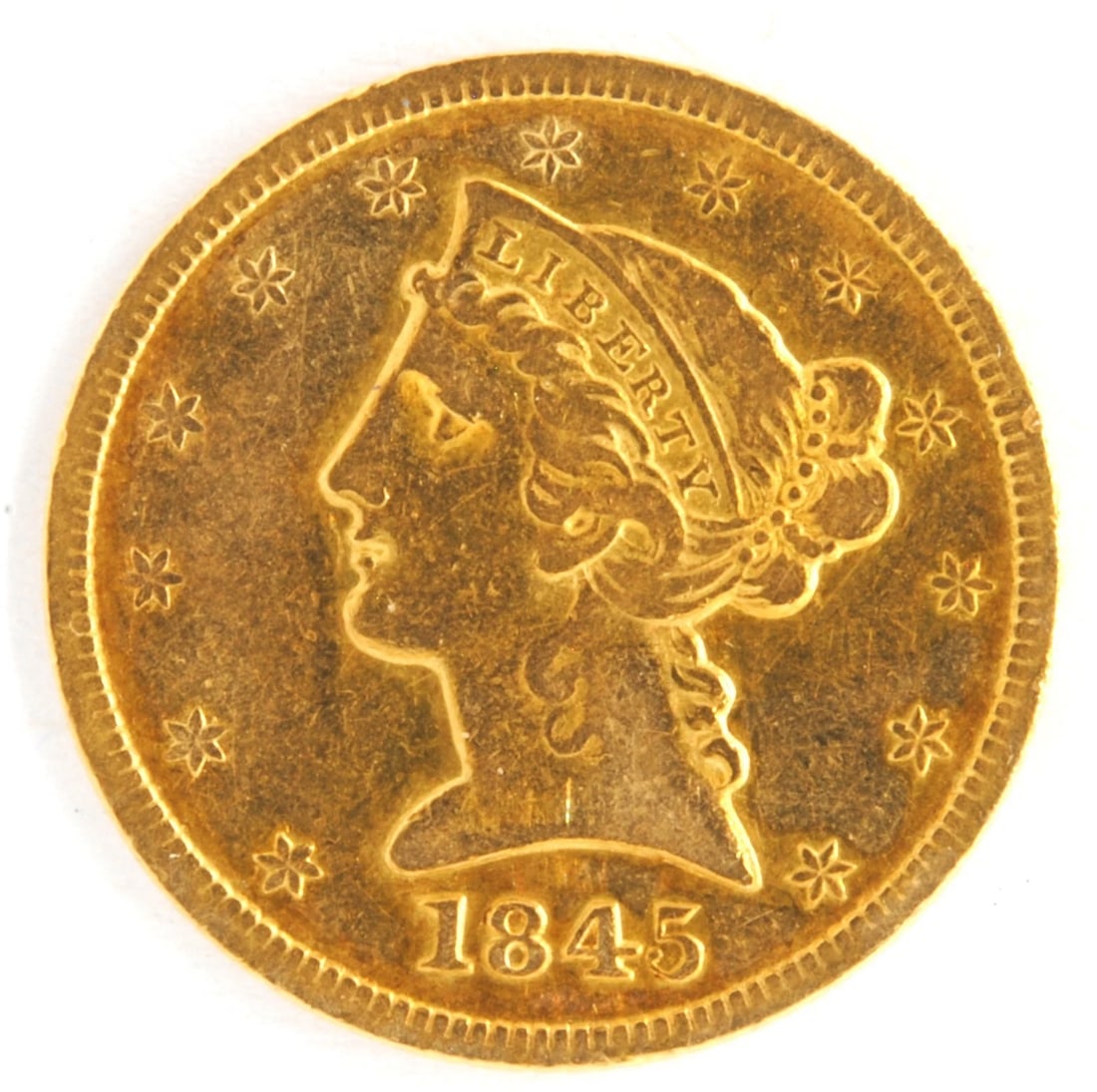 US 1845 $5 LIBERTY HEAD HALF EAGLE (1 of 2)
