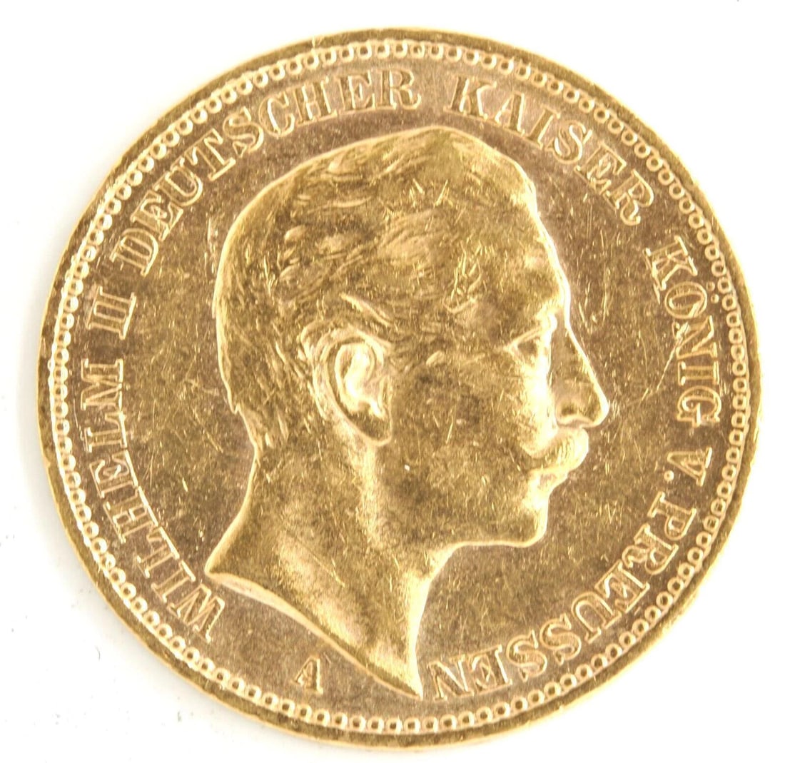 1903-A GERMAN STATES PRUSSIA WILHELM II 20 FINE GOLD COIN (1 of 2)