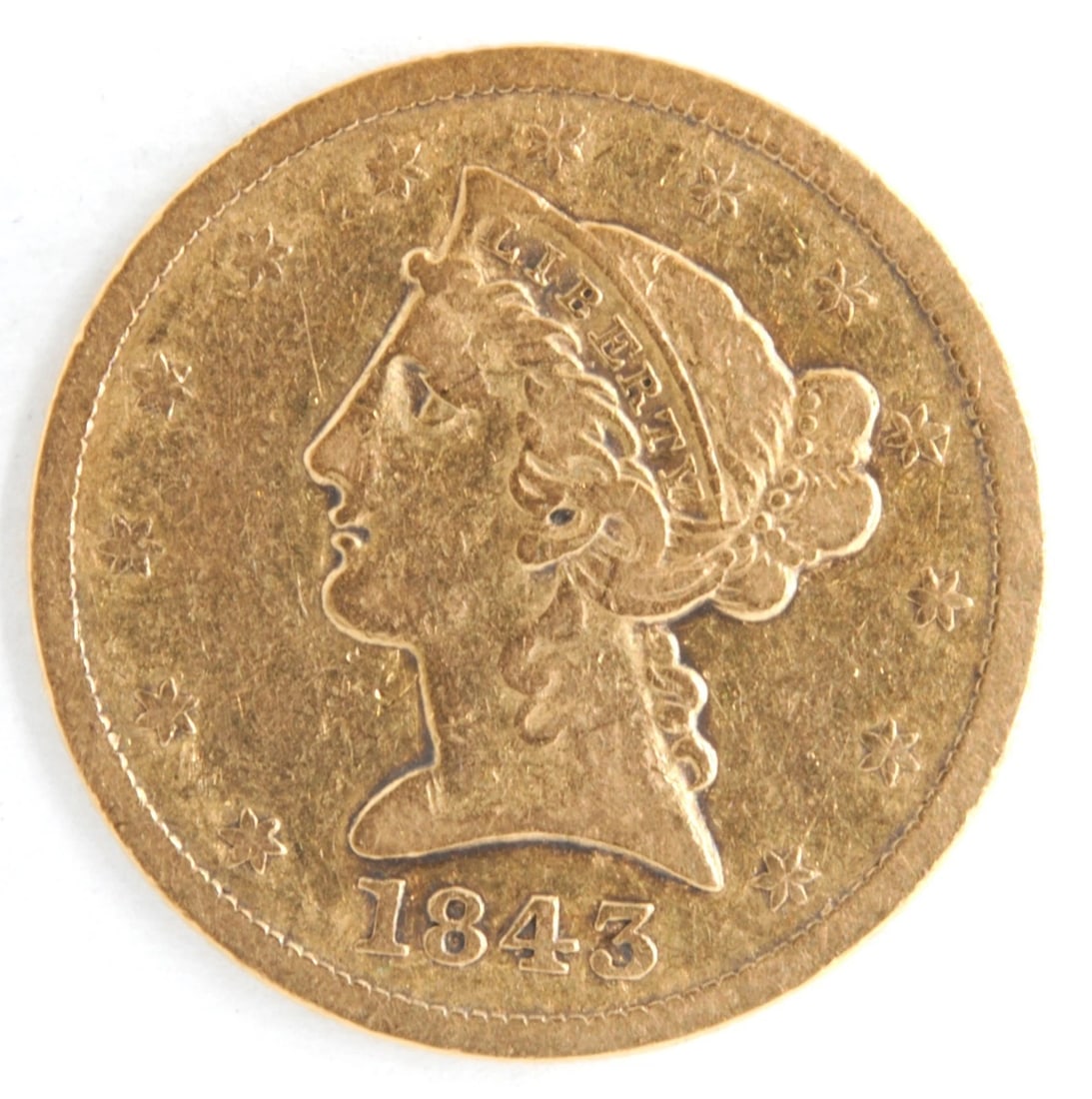 US 1843 LIBERTY HEAD $5 HALF EAGLE (1 of 2)