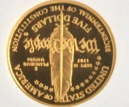 1987-W US CONSTITUTION $5 GOLD COIN: 1987-W US Constitution $5 Gold Coin Brand: None Year: 1987 Denomination: $5 Fineness: None Country of Origin: United States Accessories: None Accessories Notice: When purchasing pre-owned