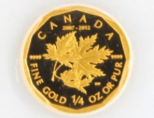 CANADA 2012 1/4 OUNCE .999 GOLD MAPLE LEAF COIN (1 of 1)