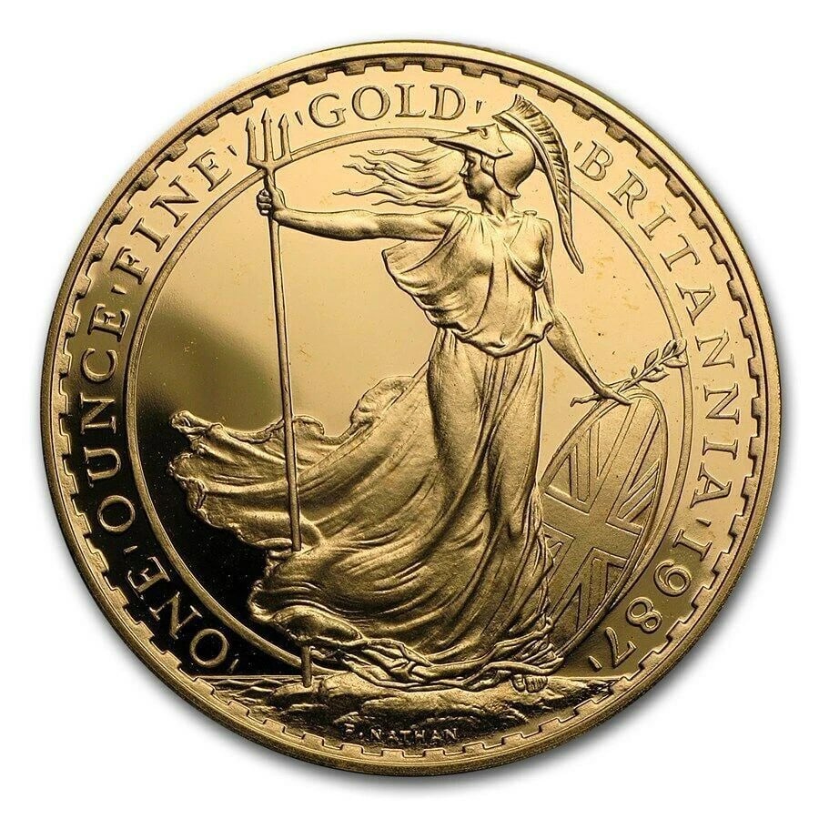 1987 GREAT BRITAIN 1 OZ FINE GOLD BRITANNIA QUEEN ELIZABETH (1 of 2)