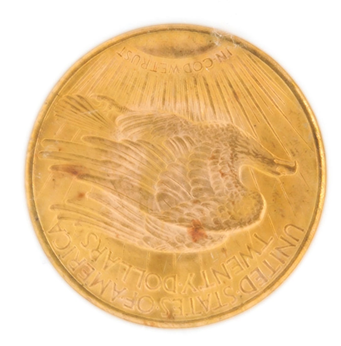 UNITED STATES 1924 $20 ST. GAUDENS DOUBLE EAGLE .900 FINE GOLD COIN: United States 1924 $20 St. Gaudens Double Eagle .900 Fine Gold Coin Brand: Philadelphia Year: 1924 Denomination: $20 Fineness: 0.9 Country of Origin: United States Accessories: None