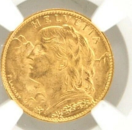 1922 SWITZERLAND HELVETICA 10 FRANCS GOLD COIN (1 of 2)