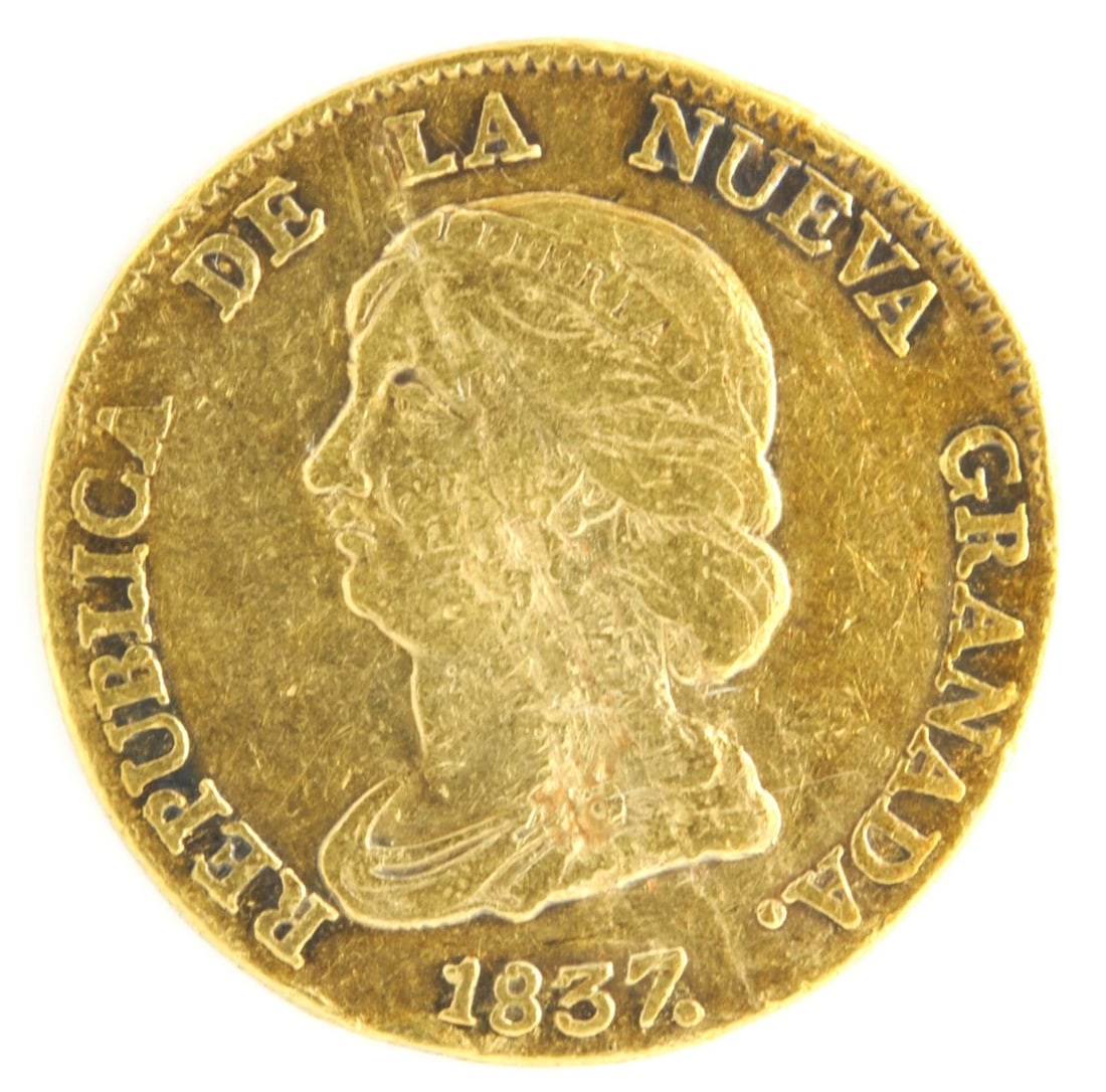 COLOMBIA REPUBLIC 1837 RS 16 PESOS DIEZ I (1 of 2)