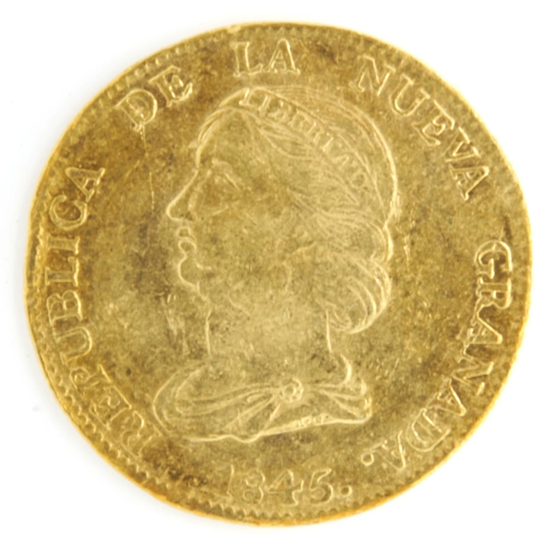 COLOMBIA REPUBLIC 1845 RS 16 PESOS DIEZ I (1 of 2)