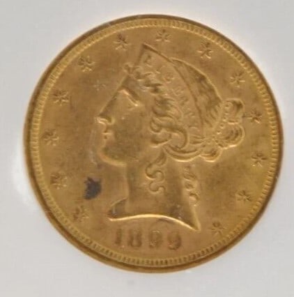 1899 $5 GOLD LIBERTY HEAD HALF EAGLE US COIN (1 of 2)