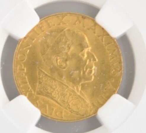 1941/III VATICAN CITY POPE PIUS XII .900 FINE GOLD 100 LIRE COIN (1 of 1)