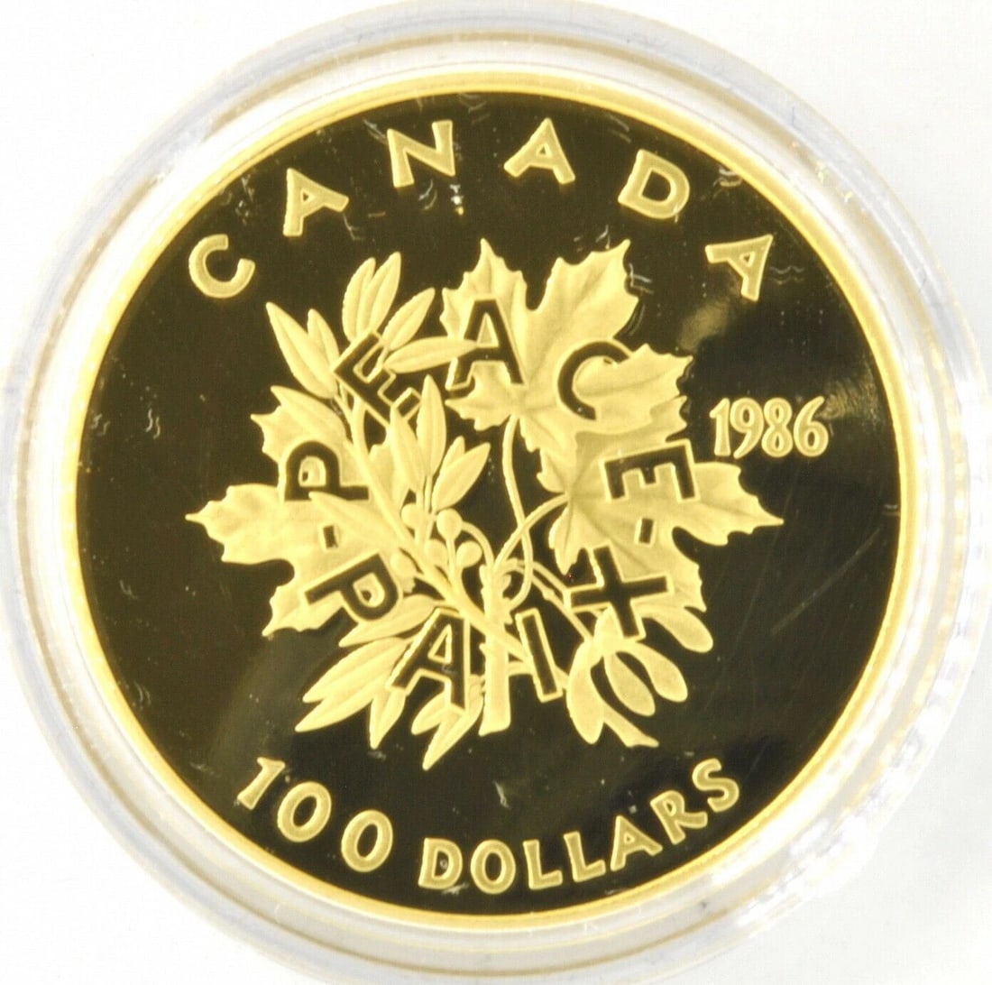 1986 CANADA 100 DOLLAR GOLD PROOF COIN PEACE ELIZABETH II (1 of 3)