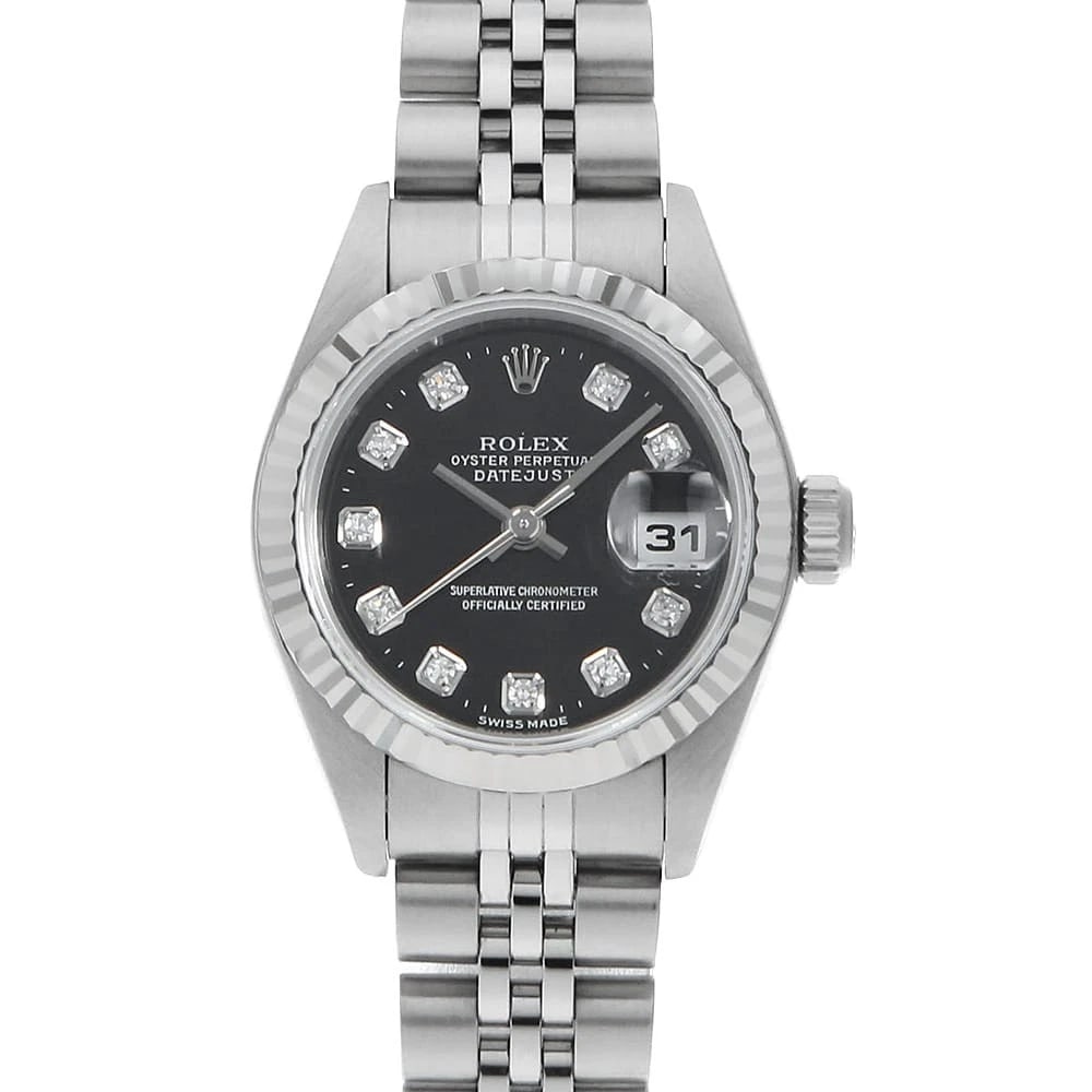 ROLEX DATEJUST DIAMOND BLACK WRIST WATCH (1 of 4)