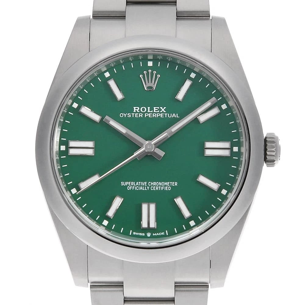 ROLEX OYSTER PERPETUAL 41 GREEN SECOND HAND WRIST WATCH (1 of 4)