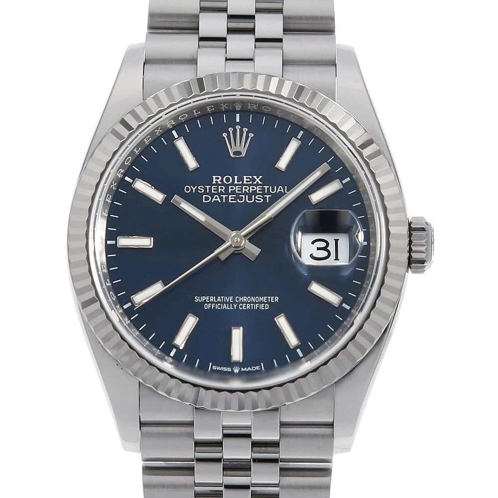 ROLEX DATEJUST 36 BLUE 5 ROW JUBILEE BRACELET WRIST WATCH (1 of 5)