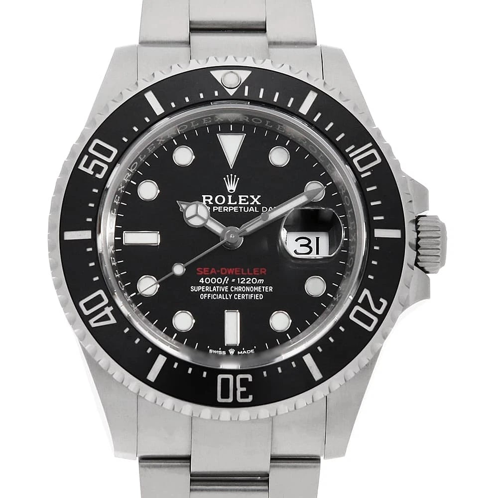 ROLEX SEA-DWELLER WITH CROWN BLACK WRIST WATCH: ROLEX SEA-DWELLER with crown black Wrist Watch Brand: ROLEX Type: Wrist watch Material: Band Material Stainless Steel, Case Material Stainless Steel Color: Black Size: Case:W43mm Circumference of