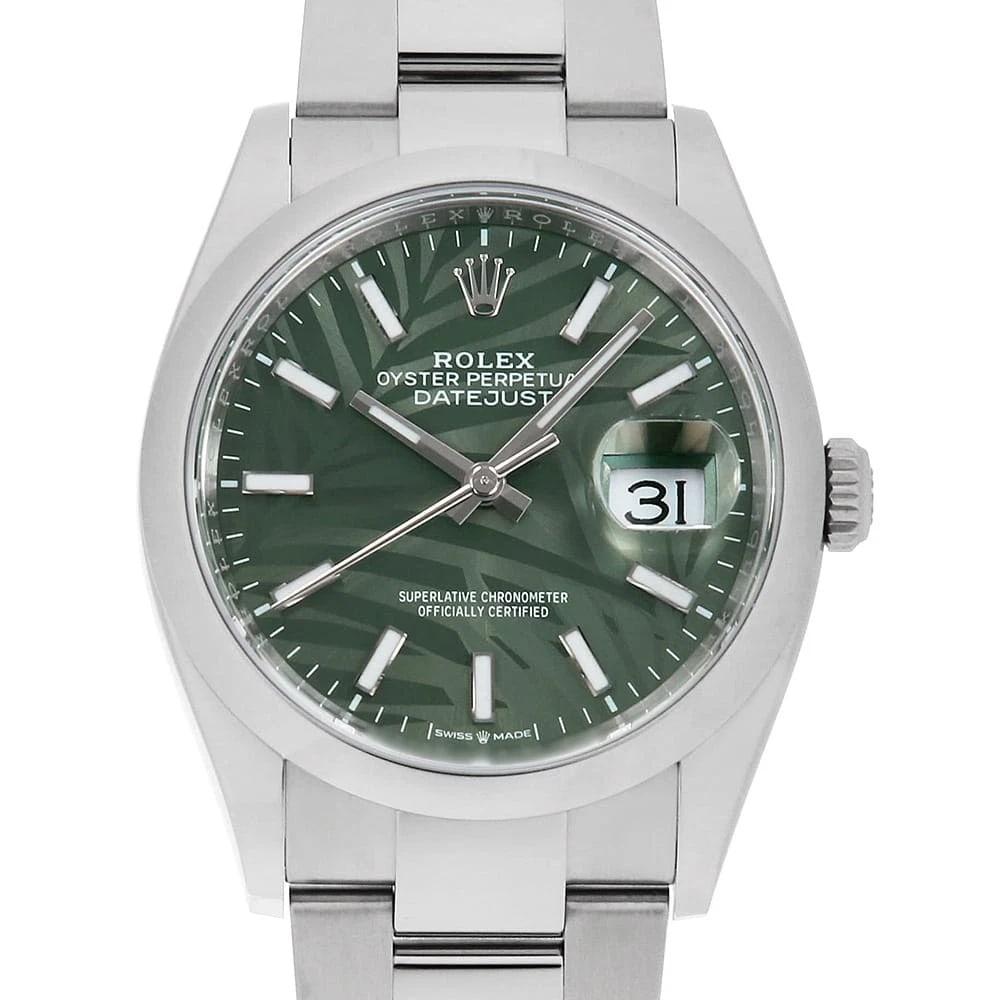 ROLEX DATEJUST 36 OLIVE GREEN WRIST WATCH (1 of 6)