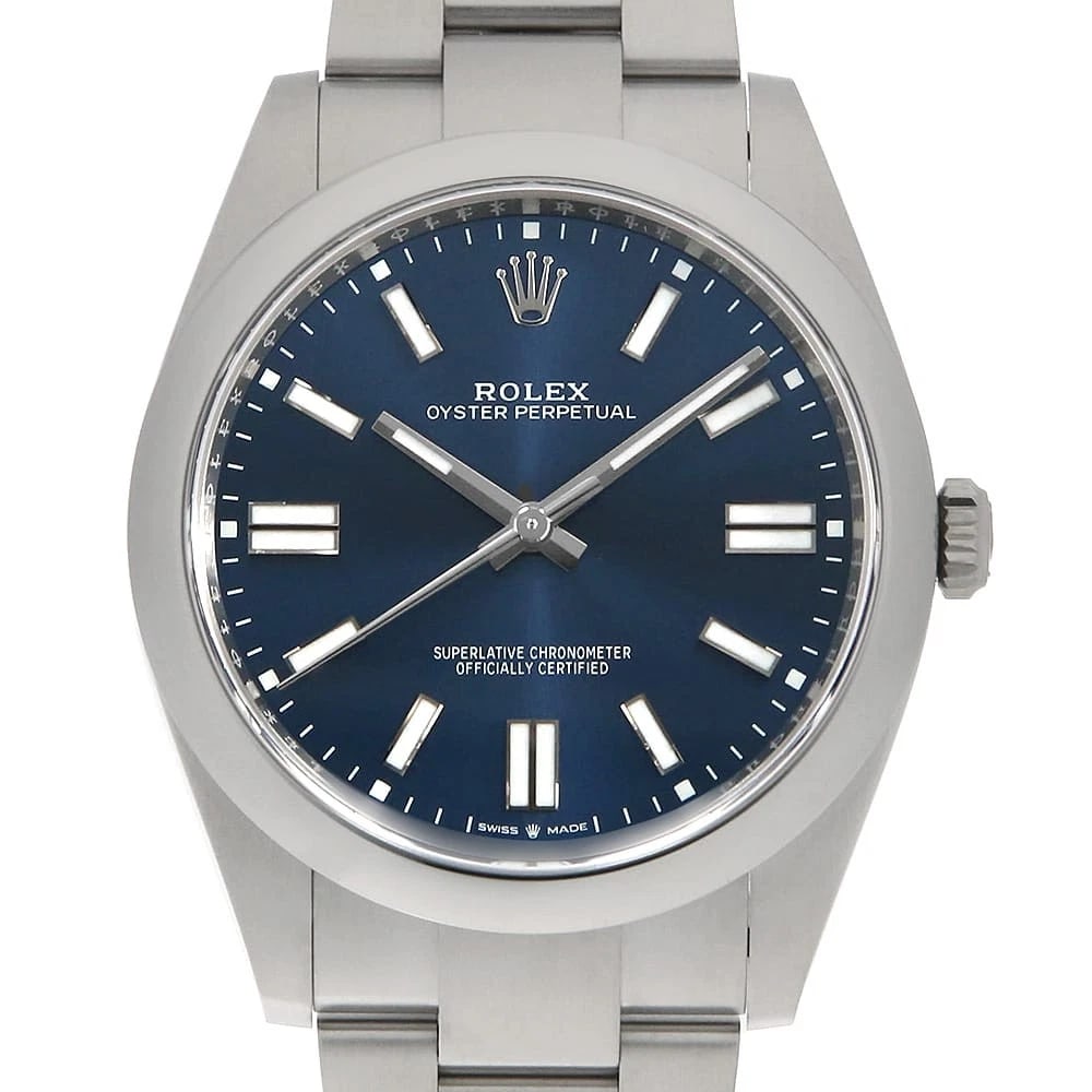 ROLEX OYSTER PERPETUAL BLUE WRIST WATCH (1 of 7)