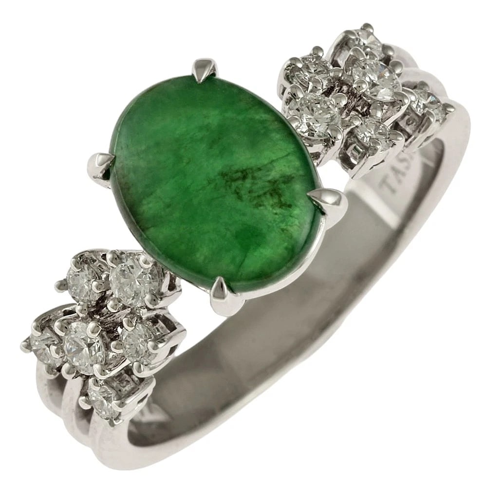 TASAKI RING PT900 JADE DIAMOND: TASAKI Ring Pt900 Jade diamond Brand: TASAKI Type/Style: Ring Material: Pt900Platinum, Main Stone/Creation Jade Color: Silver Size: US 7 3/4 Accessories: None Accessories Notice: When purc