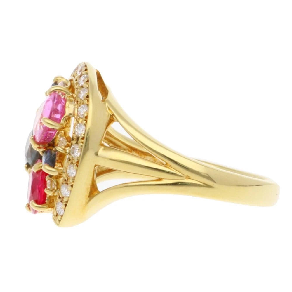 RING K18 YELLOW GOLD SAPPHIRE RUBY - 2