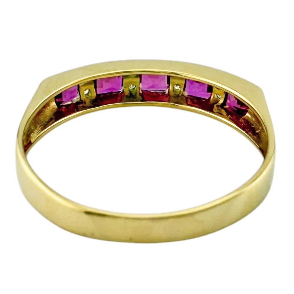 RING K18 YELLOW GOLD RUBY DIAMOND - 4
