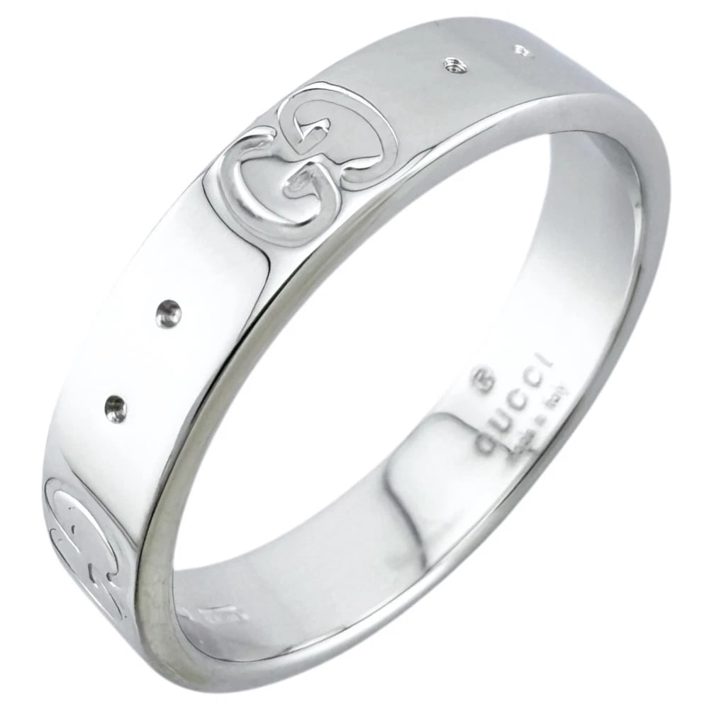 GUCCI RING K18 WHITE GOLD ICON: GUCCI Ring K18 white gold icon Brand: GUCCI Type/Style: Ring Material: K18 white gold, Color: Silver Size: US 5 1/8 Accessories: None Accessories Notice: When purchasing pre-owned goods,