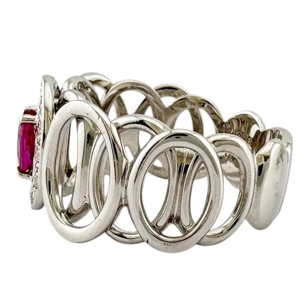 RING K18 WHITE GOLD RUBY DIAMOND - 2