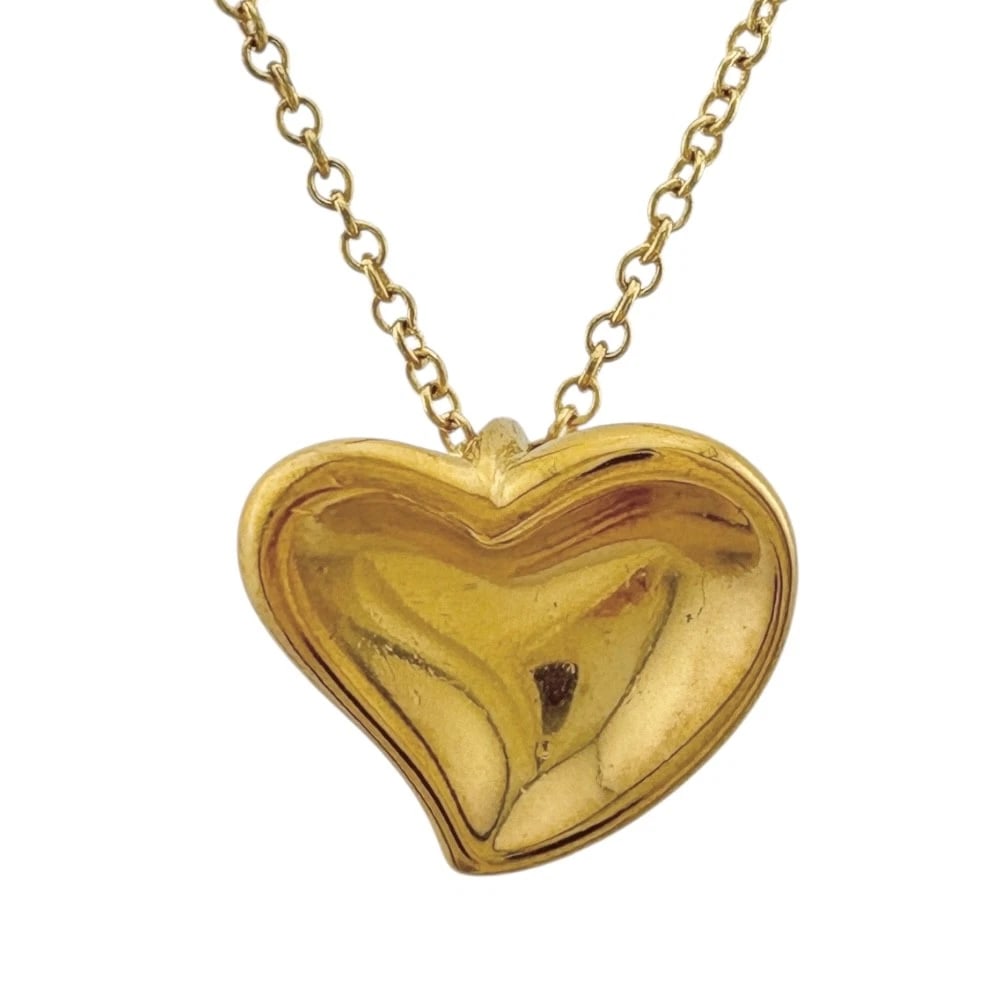 TIFFANY&CO. NECKLACE K18 YELLOW GOLD HEART: TIFFANY&Co. Necklace K18 yellow gold heart Brand: Tiffany&co. Type/Style: Necklace Material: K18 yellow gold, Color: gold Size: Size(CM) Total Length:41cm Chain width:1.0mm Top:W13.5mm x H12.0mm