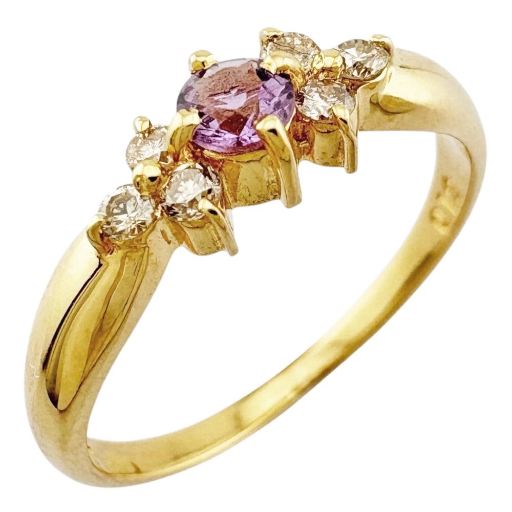 RING K18 YELLOW GOLD AMETHYST DIAMOND (1 of 5)