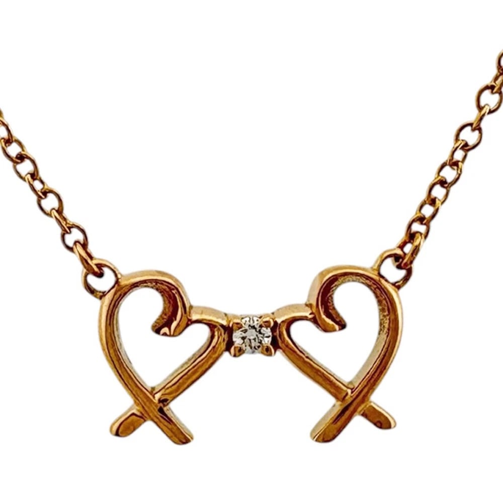 TIFFANY&CO. NECKLACE K18 PINK GOLD HEART: TIFFANY&Co. Necklace K18 Pink Gold heart Brand: Tiffany&co. Type/Style: Necklace Material: K18 Pink Gold, Color: Pink gold Size: Size(CM) Total Length:40cm Chain width:0.8mm Top:W12.5mm x