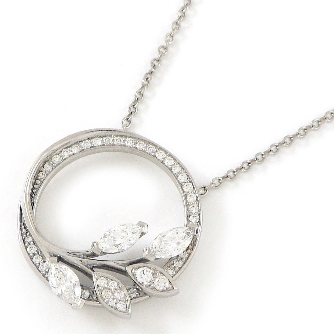 TIFFANY & CO. NECKLACE LEAF ROUND CIRCLE DIAMOND (1 of 6)