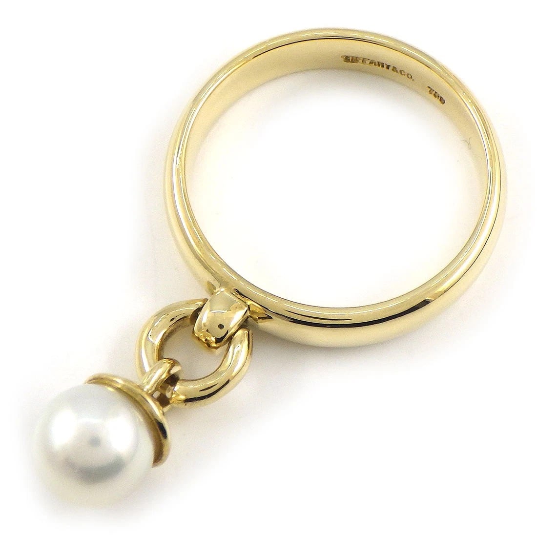 TIFFANY & CO. RING DOOR KNOCK DANGLE 1 POINT PEARL: Tiffany & Co. Ring Door knock Dangle 1 Point Pearl Brand: Tiffany & Co. Type/Style: Ring Material: Metal Purity 18k, Metal Yellow Gold, Color: Gold Size: 6.75US Accessories: None Accessori