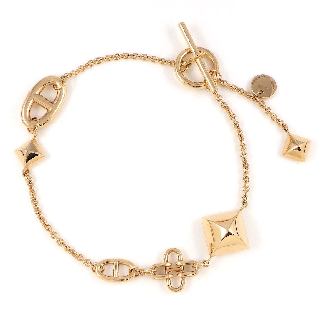 HERMES BRACELET 750(18K) ROSE(PINK) GOLD: HERMES Bracelet 750(18K) Rose(Pink) Gold Brand: HERMES Type/Style: Bracelet Material: Metal Purity 18k, Metal Pink Gold, Color: Gold Size: Wrist Size : 6.06"(inches) / 15.4cm Stud motif (large) Si
