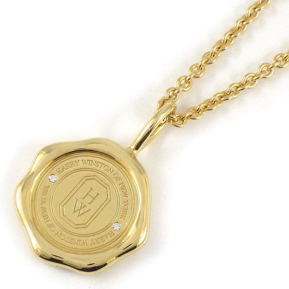 HARRY WINSTON NECKLACE MOTIF DIAMOND 750YG: HARRY WINSTON Necklace Motif Diamond 750YG Brand: HARRY WINSTON Type/Style: Necklace Material: Metal Purity 18k, Metal Yellow Gold, Color: Gold Size: Chain Length : 15.94" & 17.91"(inches) / 40.5c
