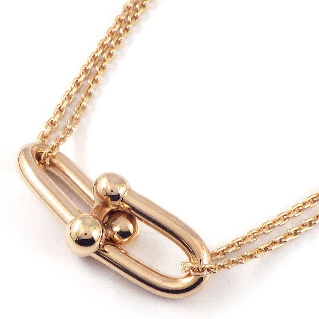 TIFFANY & CO. NECKLACE HARDWARE DOUBLE LINK: Tiffany & Co. Necklace Hardware Double Link Brand: Tiffany & Co. Type/Style: Necklace Material: Metal Purity 18k, Metal Rose Gold, Color: Gold Size: Chain Length : 15.82"(inches) / 40.2cm Pendant