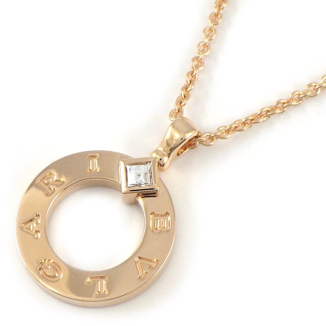 BVLGARI NECKLACE BULGARI ROUND CIRCLE DIAMOND 750RG (1 of 5)