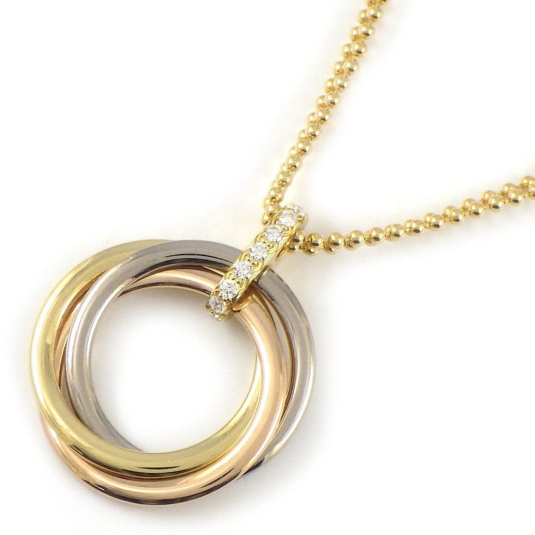 CARTIER NECKLACE TRINITY DIAMOND 750 TRI-COLOR GOLD (1 of 5)