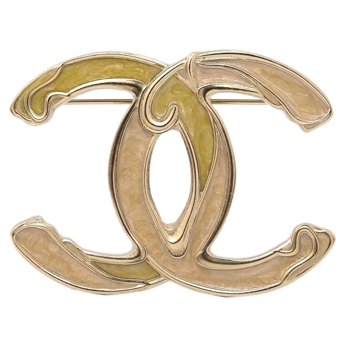 CHANEL CC BROOCH PIN GOLD: Chanel CC Brooch Pin Gold Brand: CHANEL Type/Style: Brooch Material: Gold plated, Color: Gold Size: W 4.8 x H 3.7 cm Accessories: None Accessories Notice: When purchasing pre-owned goods,