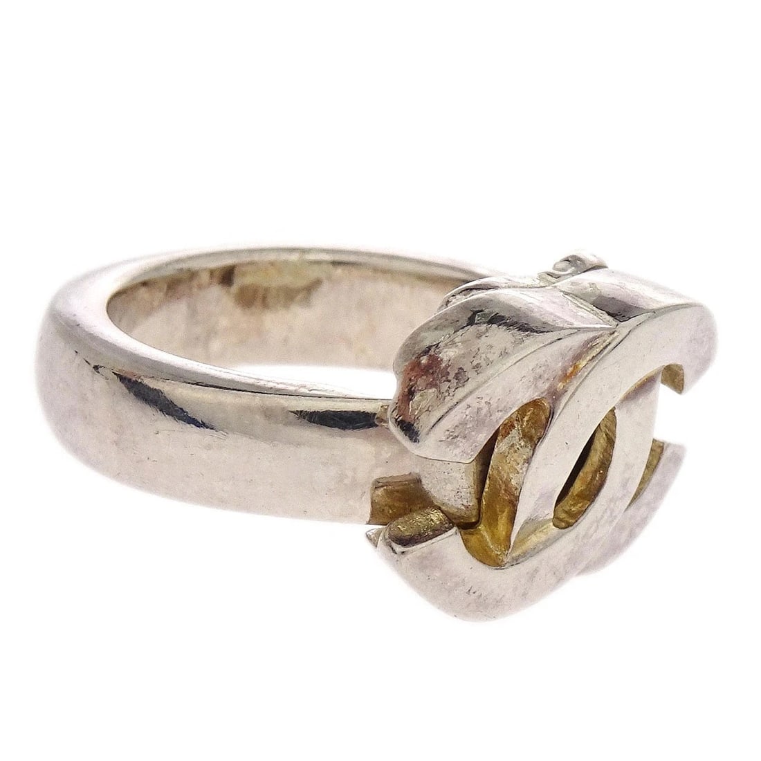 CHANEL RING CC SILVER - 2