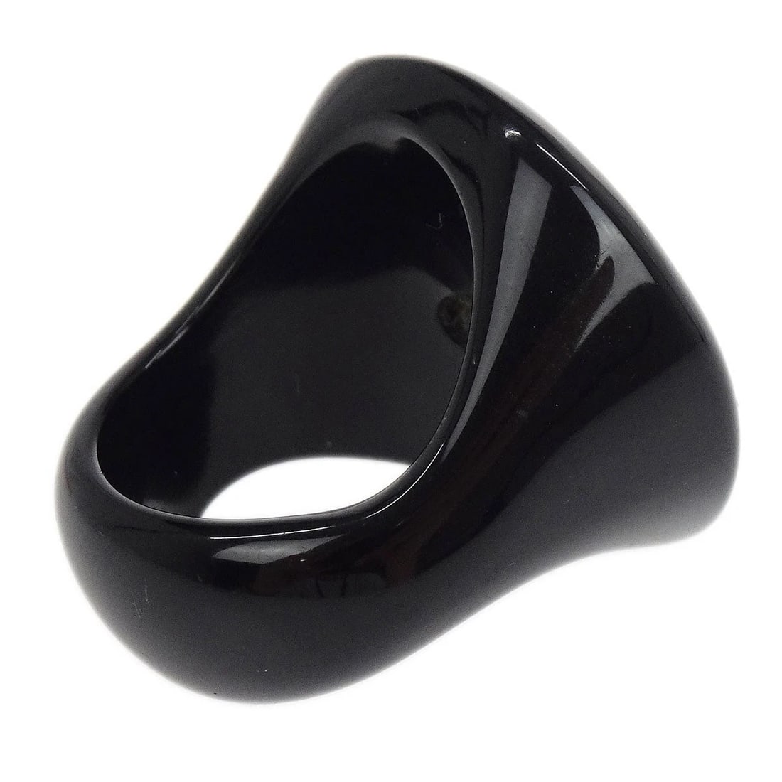 CHANEL RING BLACK ACRYLIC - 2