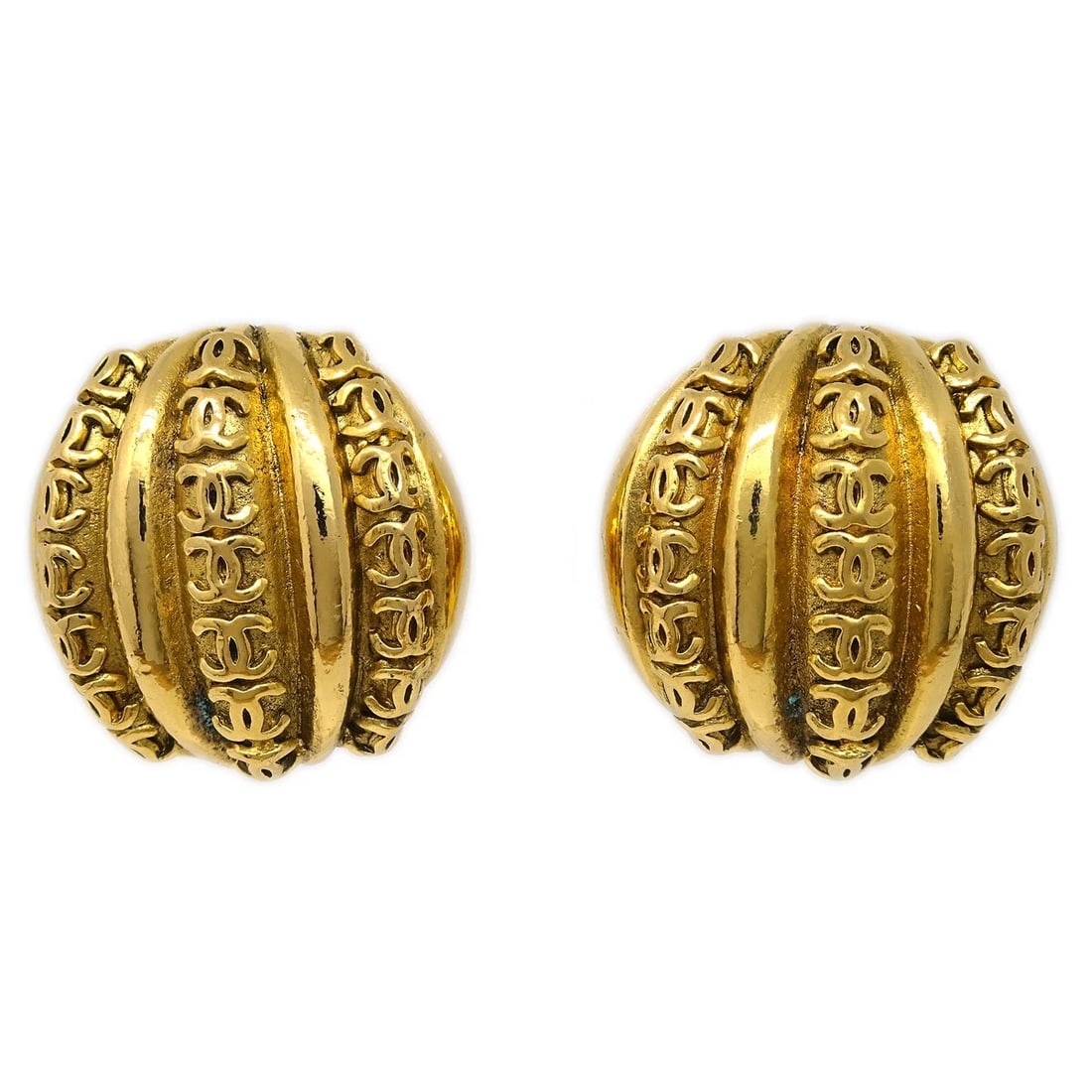 CHANEL BUTTON EARRINGS CLIP-ON GOLD (1 of 3)