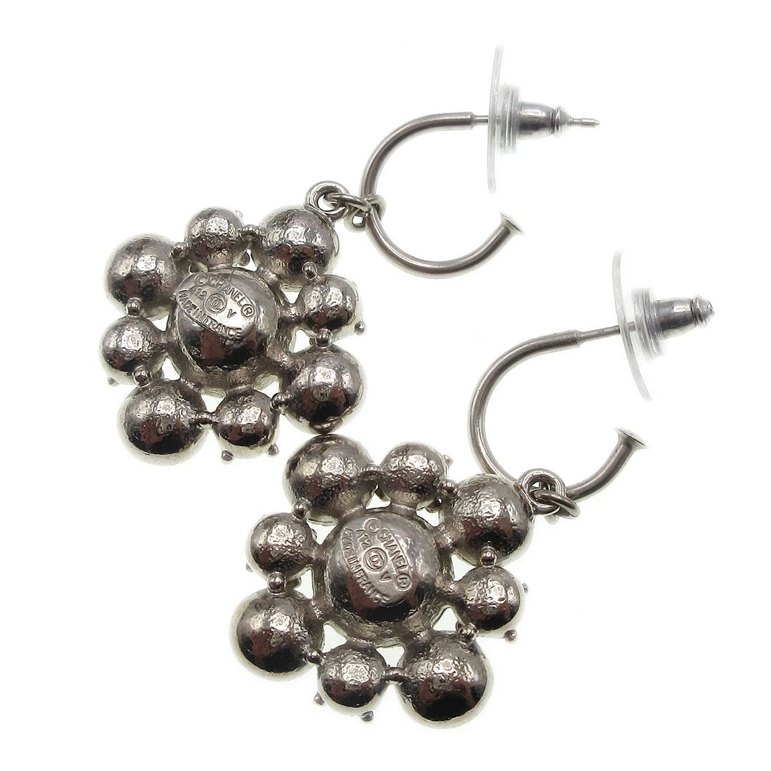 CHANEL DANGLE PIERCED EARRINGS SILVER - 2